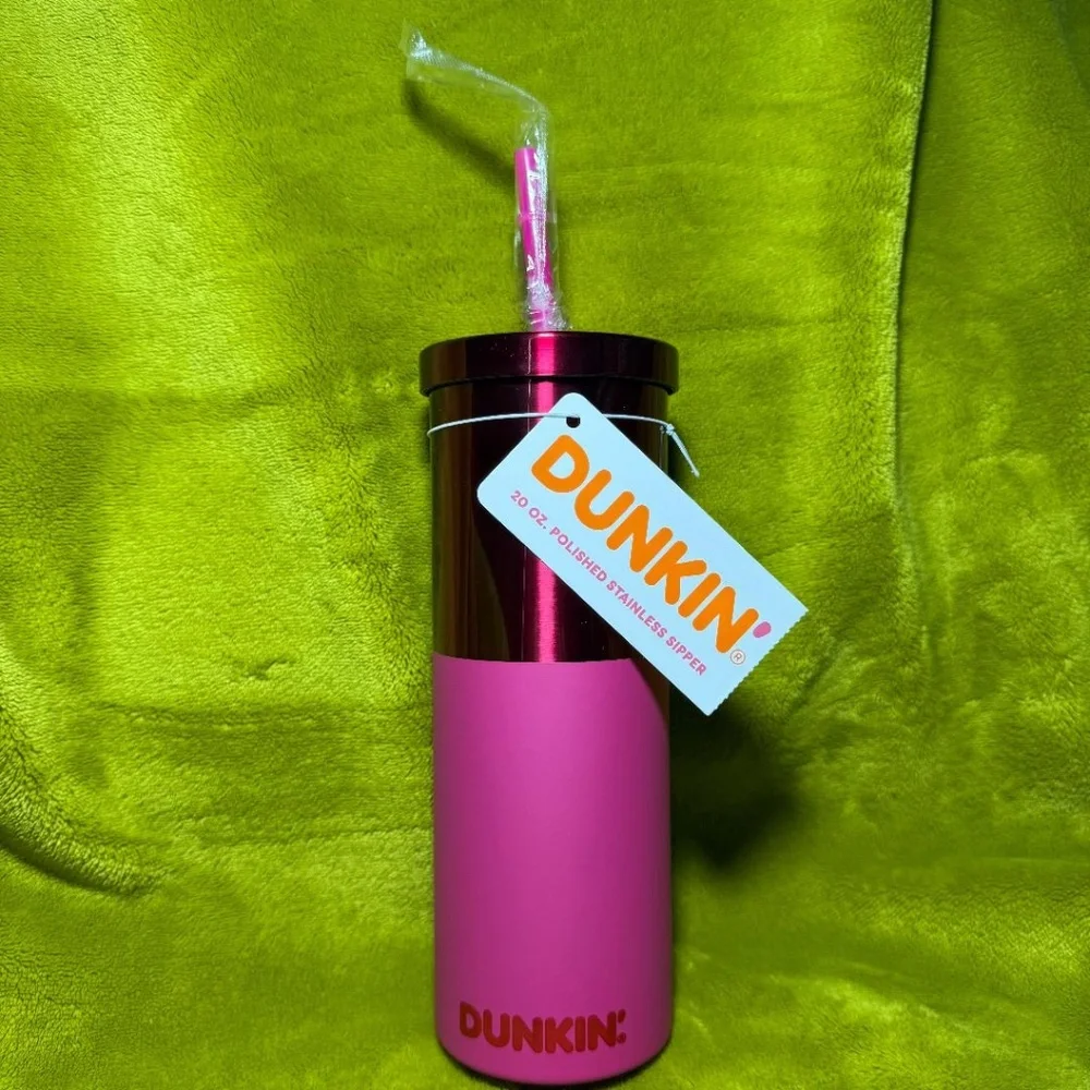 Dunkin Donuts 20oz Polished Stainless Steel Tumbler In Pink